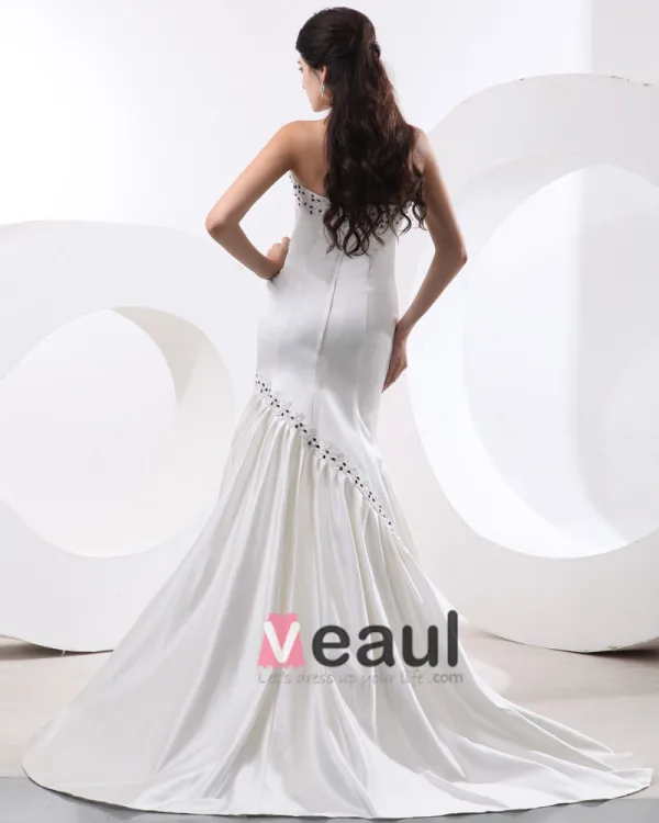Charmeuse Strapless Ruffle Beading Floor Length Women Evening Dress