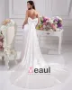 Elegant Beading Ruffles Sweetheart Floor Length Court Train Satin Yarn Sheath Wedding Dress