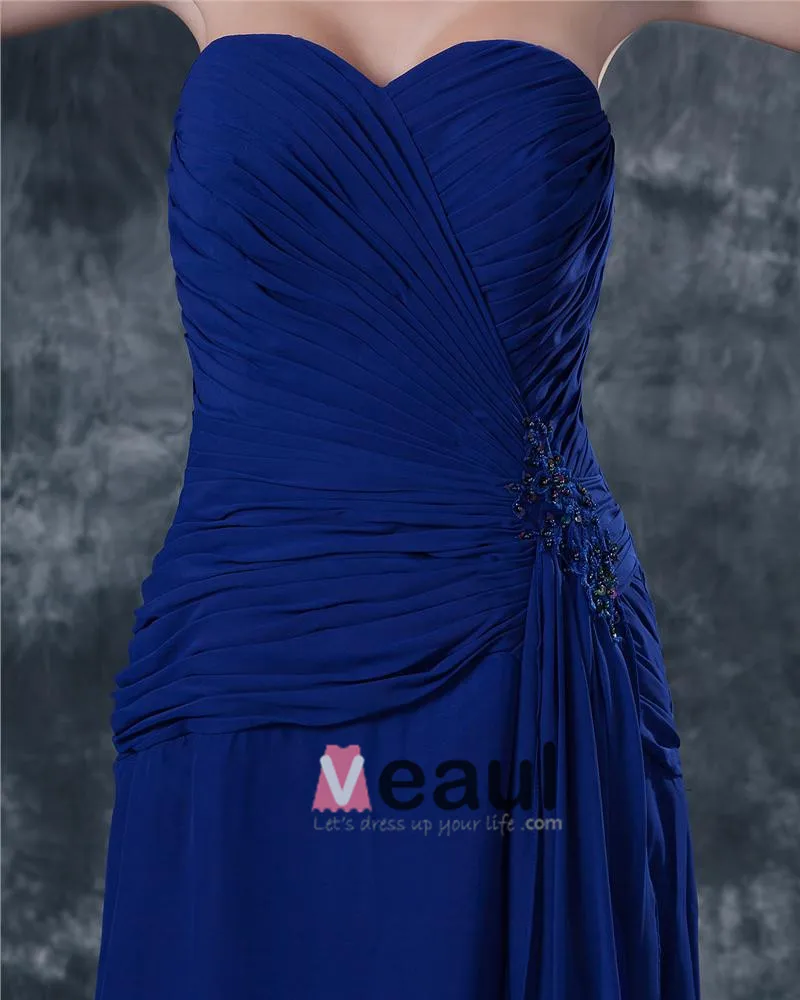 Kjaereste Gulv Lengde Blonder Chiffon Modre Av Bruden Spesielle Gjester Kjole