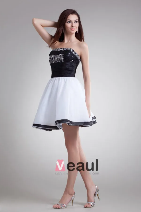Organza Bez Ramiaczek Plisowane Mini Linke Kobiet Tanie Sukienki Koktajlowe