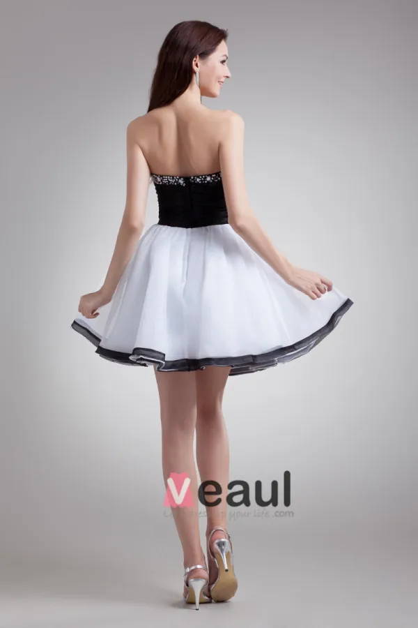 Organza Bez Ramiaczek Plisowane Mini Linke Kobiet Tanie Sukienki Koktajlowe