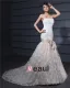 Bustier Longueur De Plancher De Broderie Dentelle Femme Robe De Mariée Sirène De Bowknot