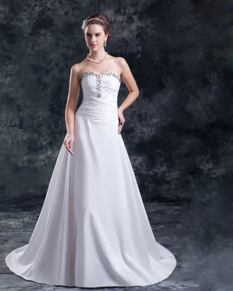 Taffeta Sequins Ruffle Floor Length Sweetheart Sheath Wedding Dress