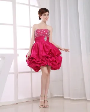 Chiffon Silke Gasbind Beading Kjaereste Ermelos Rygglose Ruffle Glidelas Knelange Lagdelt Cocktail Kjoler Festkjoler