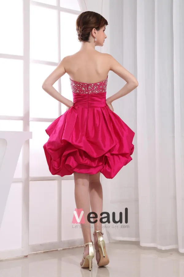 Chiffon Silke Gasbind Beading Kjaereste Ermelos Rygglose Ruffle Glidelas Knelange Lagdelt Cocktail Kjoler Festkjoler