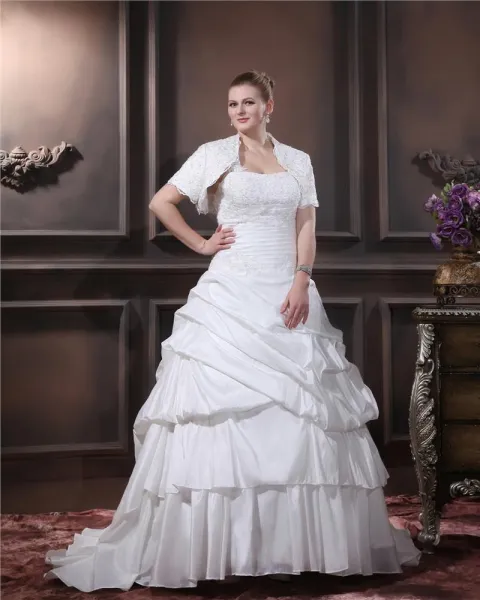 Layered Ruffle One Shoulder Court Plus Size Bridal Gown Wedding Dress