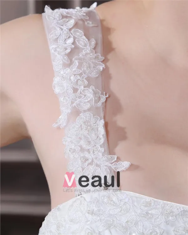 Layered Ruffle One Shoulder Court Plus Size Bridal Gown Wedding Dress