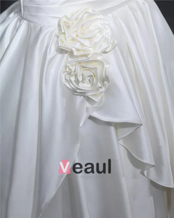 Strapless Pleated Floor Length Charmeuse Woman Mermaid Wedding Dress