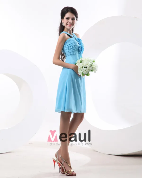 Robes De Demoiselle D'honneur De Belles Bretelles Spaghetti Empire Longueur Au Genou Mousseline Femmes