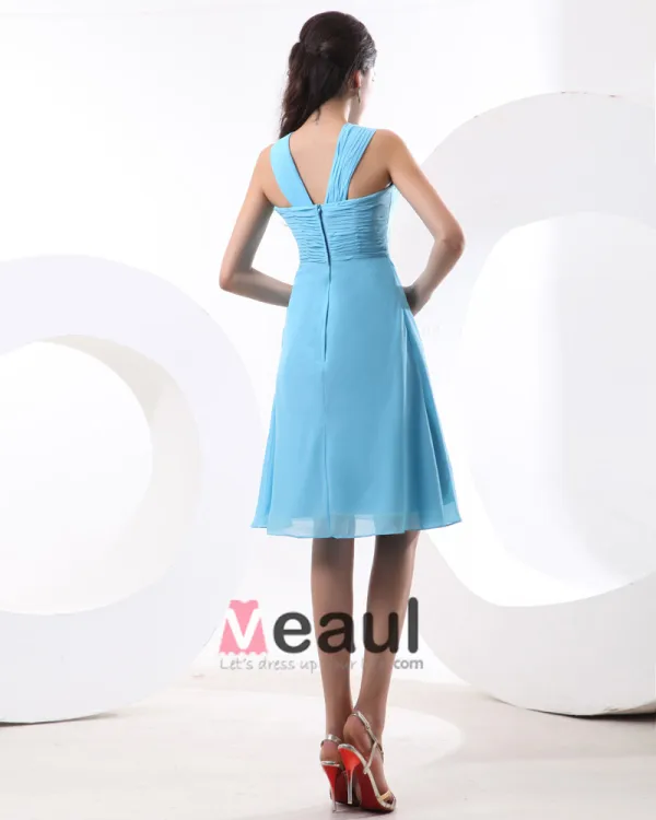 Robes De Demoiselle D'honneur De Belles Bretelles Spaghetti Empire Longueur Au Genou Mousseline Femmes