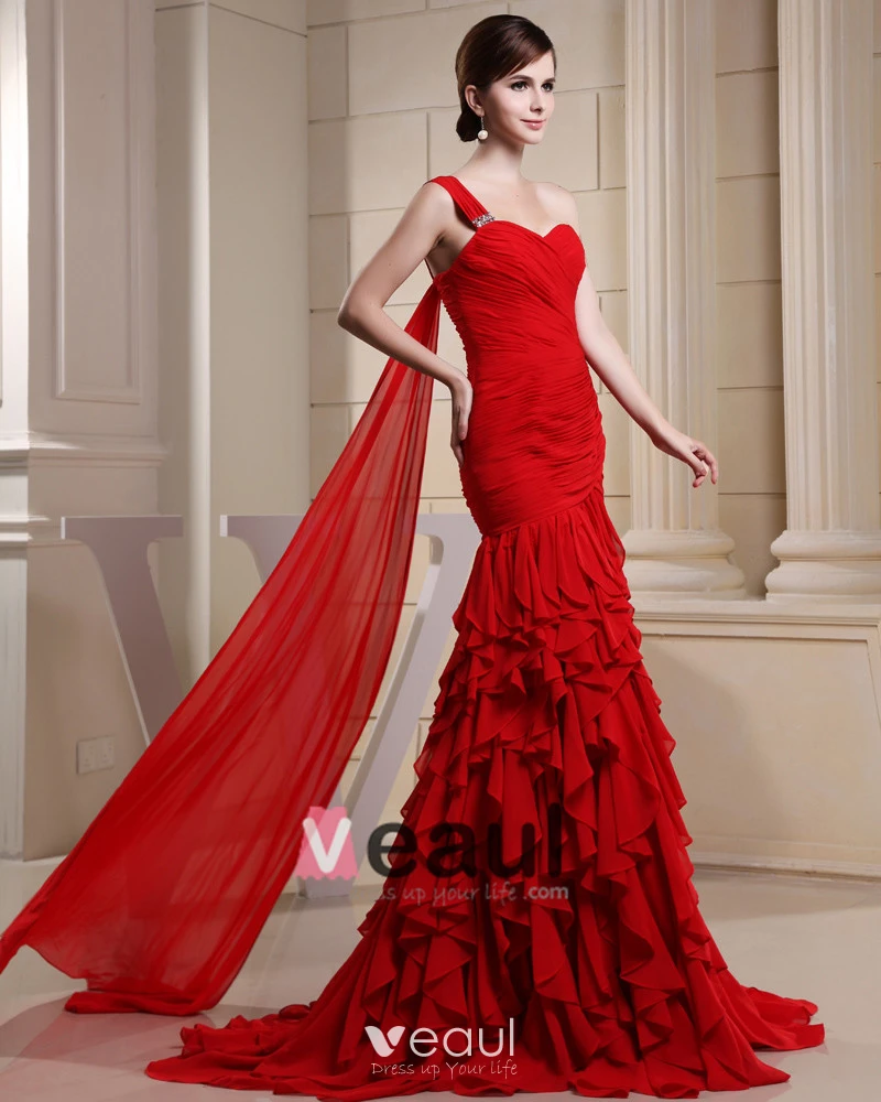 Fashion Chiffon Charmeuse Silk Pleated Ruffle Beaded One
