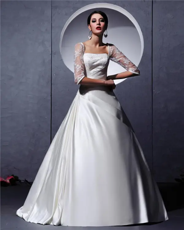 A-linie Hochzeitskleid Kleid Langarm