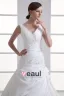 Taffeta Beading Ruffle V Neck Court Train Mermaid Wedding Dress
