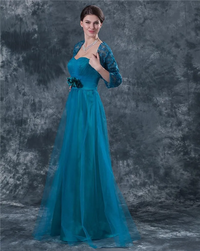 Garn Kjaereste Sash Bowknot Gulv Lengde Modre Av Bruden Gjester Kjoler