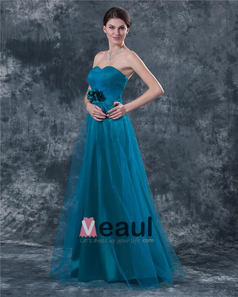 Garn Kjaereste Sash Bowknot Gulv Lengde Modre Av Bruden Gjester Kjoler