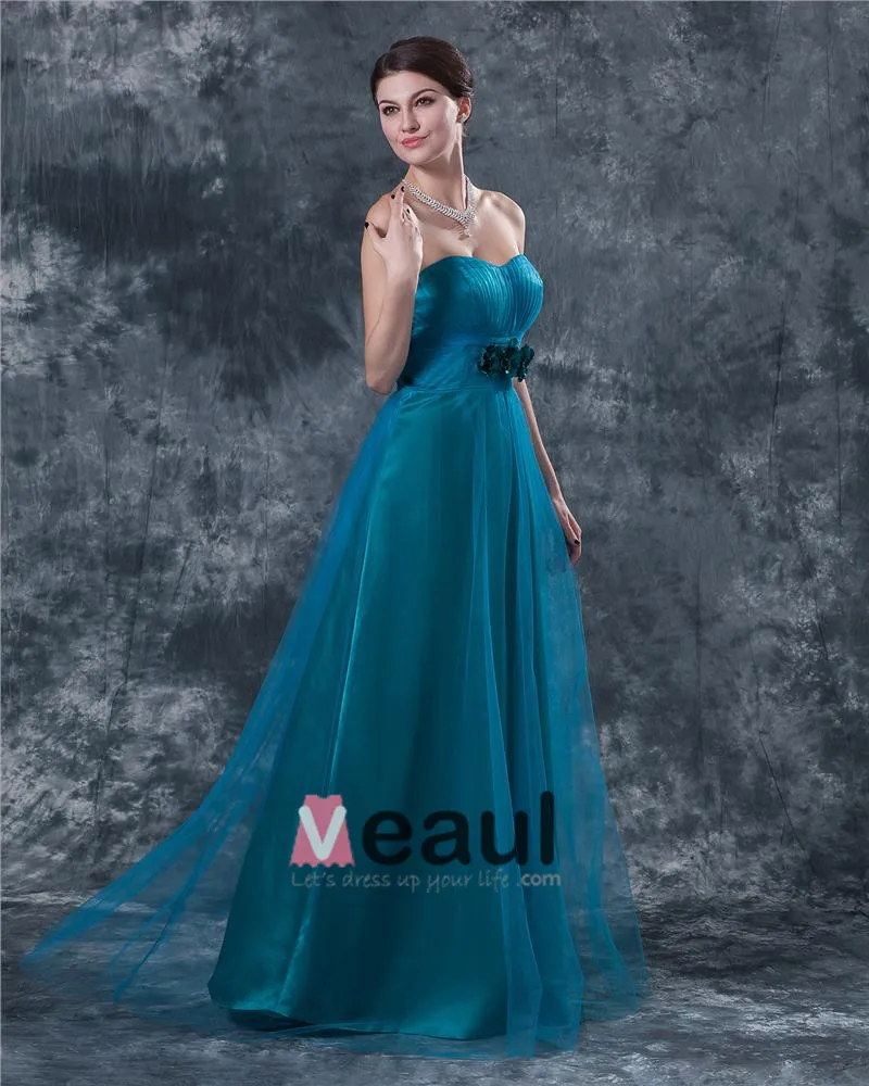 Garn Kjaereste Sash Bowknot Gulv Lengde Modre Av Bruden Gjester Kjoler