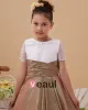 Tafta Organza Długie Podlogi Krotkim Rekawem Sukienki Komunijne Sukienki Dla Dziewczynek