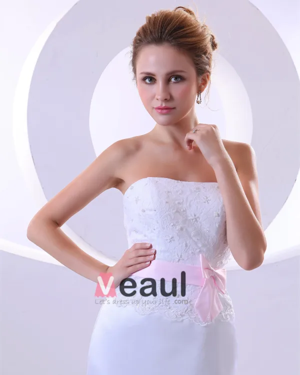 Satin Dentelle Broderie Cherie Cathedrale Train Robes De Mariage De Gaine