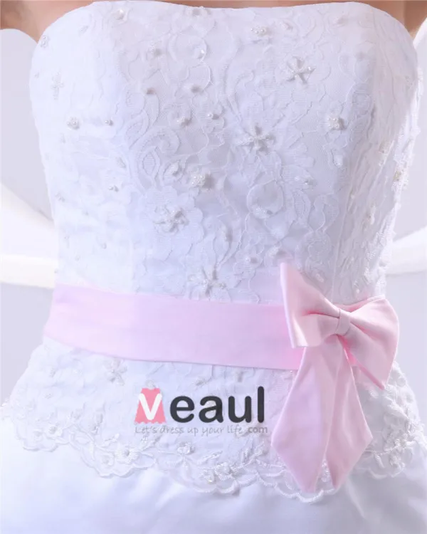 Satin Dentelle Broderie Cherie Cathedrale Train Robes De Mariage De Gaine