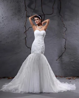 Fils D Applique D Amoureux Chapelle Sirène Robes De Mariage Nuptiales De Robe