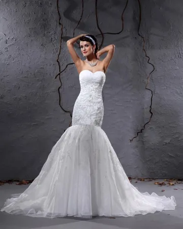 Fils D Applique D Amoureux Chapelle Sirène Robes De Mariage Nuptiales De Robe