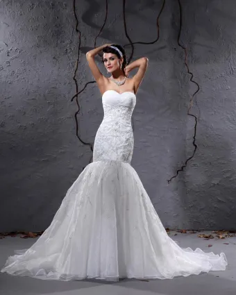 Fils D Applique D Amoureux Chapelle Sirène Robes De Mariage Nuptiales De Robe