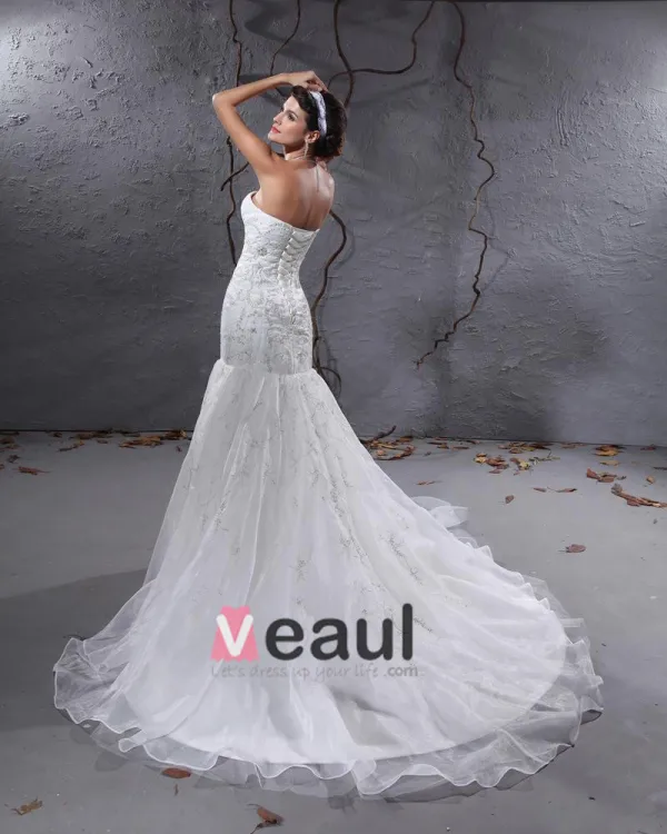 Yarn Sweetheart Applique Chapel Mermaid Bridal Gown Wedding Dresses