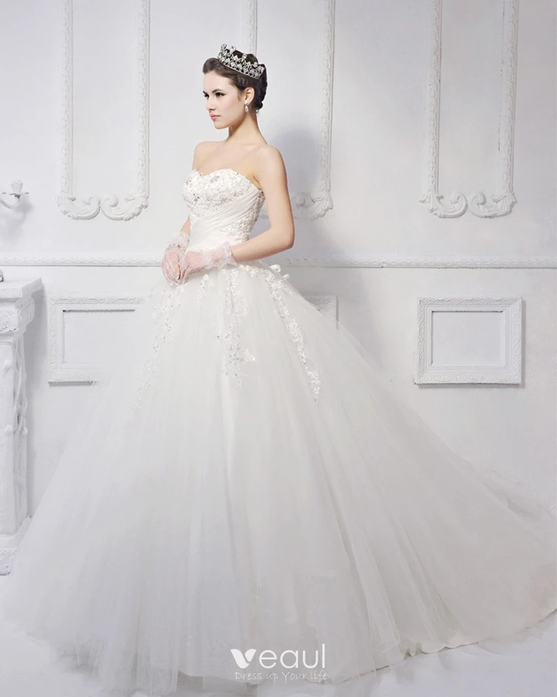 Satin Tulle Lace Beading Embroidery Sweetheart Floor Length Brush