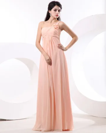 A Ligne Une Parole Longueur Satin Robe De Demoiselle D Honneur De Mousseline De Soie De L Epaule
