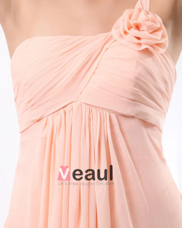 A-linje En Skulder Fotsid Satin Chiffon Brudepikekjoler