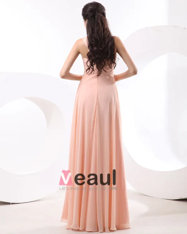 A-linje En Skulder Fotsid Satin Chiffon Brudepikekjoler