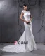 Elegant Yarn Charmeuse Applique Pleated Bateau Floor Length Mermaid Wedding Dress