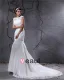 Elegant Yarn Charmeuse Applique Pleated Bateau Floor Length Mermaid Wedding Dress