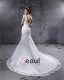 Elegant Yarn Charmeuse Applique Pleated Bateau Floor Length Mermaid Wedding Dress