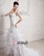 Ruffle Beaded One Shoulder Organza Court Mermaid Bridal Gown Wedding Dresses