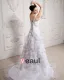 Ruffle Beaded One Shoulder Organza Court Mermaid Bridal Gown Wedding Dresses