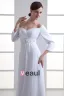 En Mousseline A Volants Perles Sur Le Sol Longueur Plisse Robe De Mariée Empire D'epaule