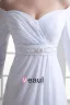 En Mousseline A Volants Perles Sur Le Sol Longueur Plisse Robe De Mariée Empire D'epaule