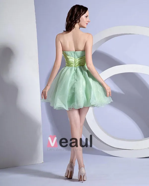 A Line Strapless Organza Short Mini Homecoming Dress