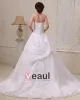 Stilvollen Satin Sicke Rüschen Ballkleid Schatz A-linie Hochzeitskleid