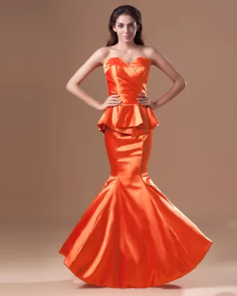 Charmeuse Ruffle Sweetheart Floor Length Mermaid Prom Dress