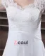 A-Line V Neck Short Sleeve Sweep Satin Organza Lace Plus Size Wedding Dress