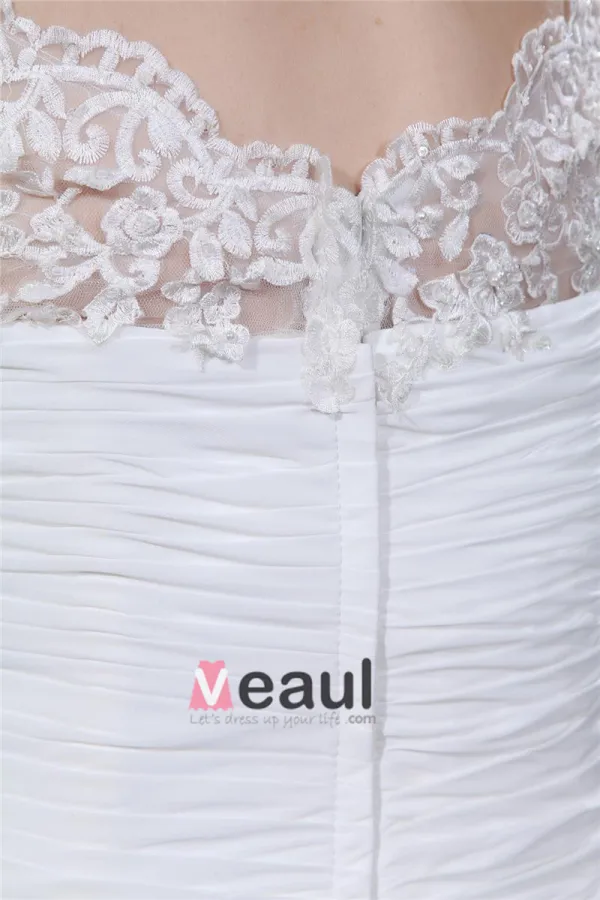A-Line V Neck Short Sleeve Sweep Satin Organza Lace Plus Size Wedding Dress