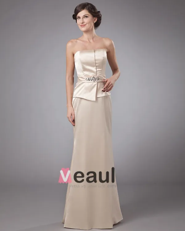 Portrait Floor Length Elastic Butyl Sewing Beads Pleated Special Guests Dresses