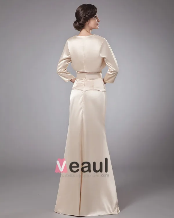 Portrait Floor Length Elastic Butyl Sewing Beads Pleated Special Guests Dresses