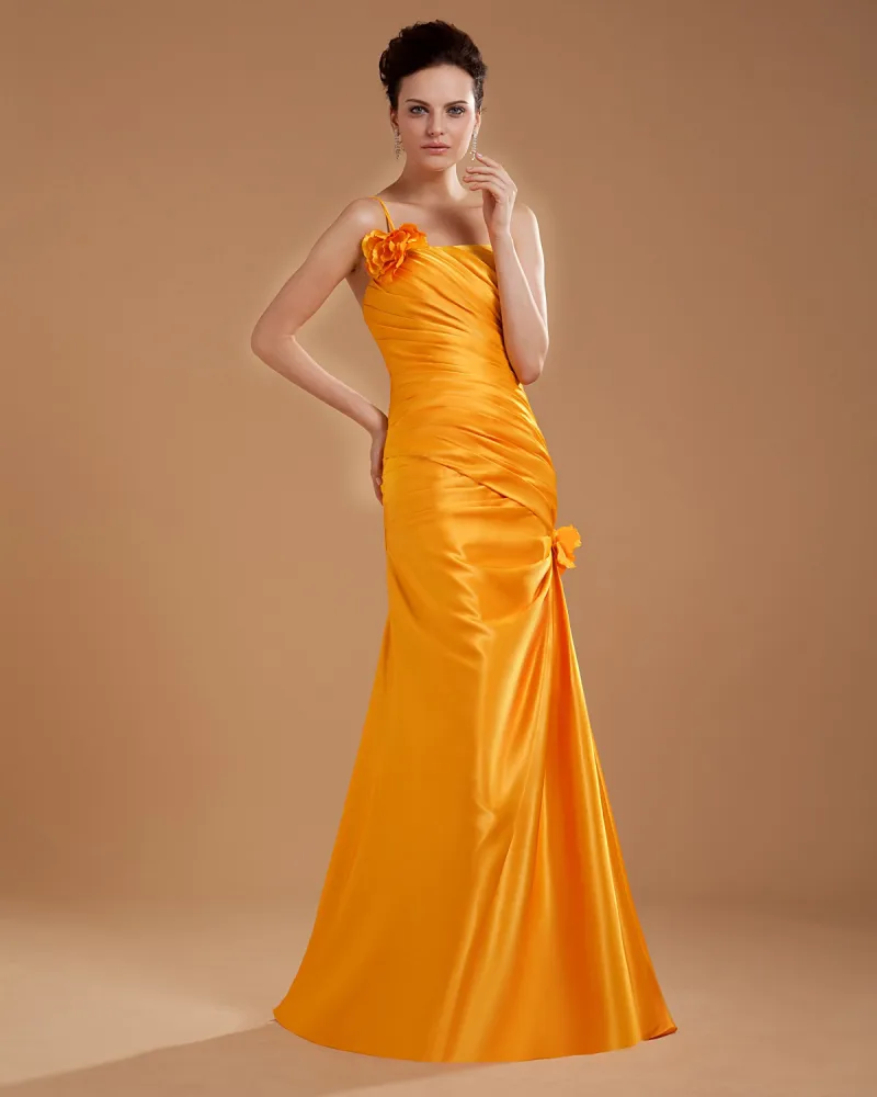 En Skulder Blomst Gulv Lengde Modre Av Bruden Gjester Kjoler