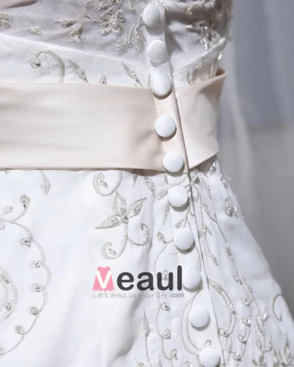 Perlant Applique V Cou Tribunal Sirène Robes De Mariage Nuptiales De Robe