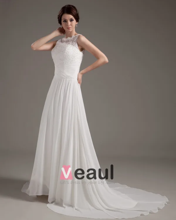 Satin Dentelle Applique Balayage Gaine Nuptiale Robe De Mariée De Robe