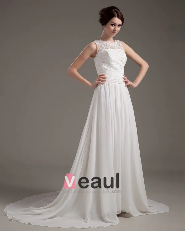 Satin Dentelle Applique Balayage Gaine Nuptiale Robe De Mariée De Robe
