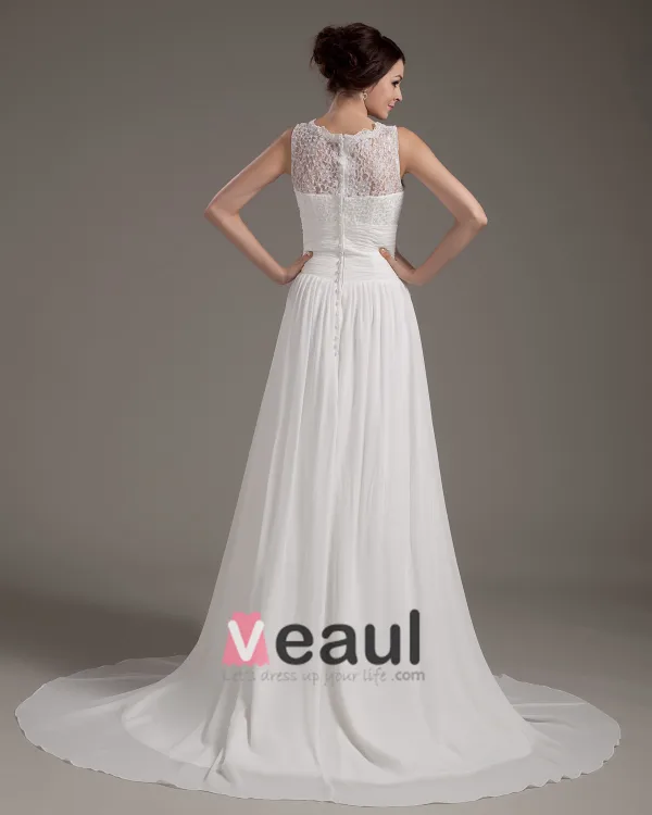 Satin Dentelle Applique Balayage Gaine Nuptiale Robe De Mariée De Robe